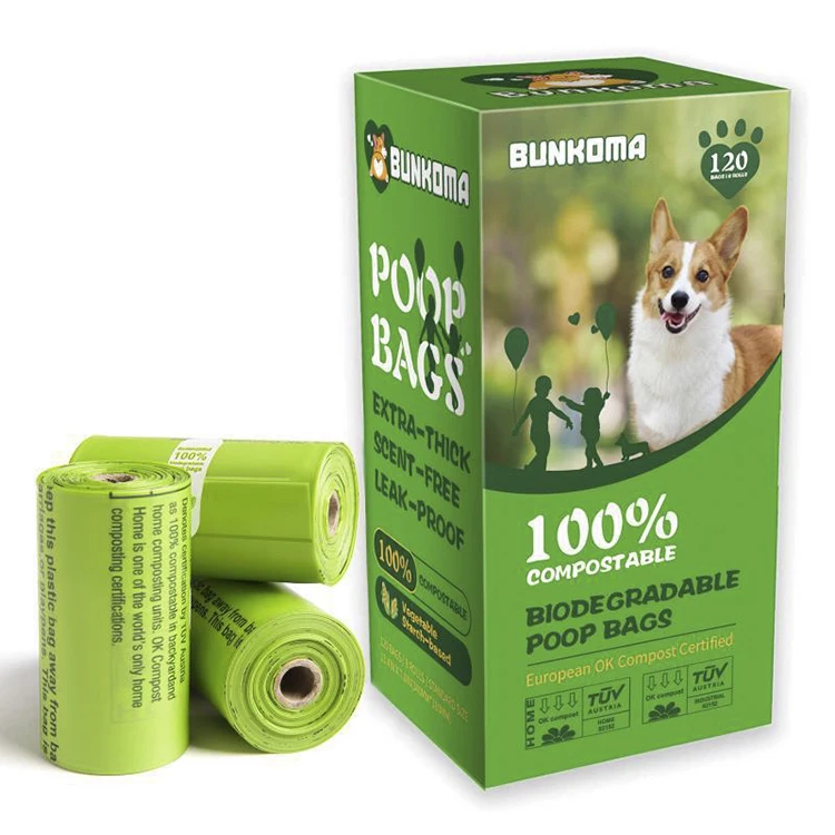 K & B 8 Rolls Biodegradable Pet Dog Cat Poop Bags Pet Portable Outdoor Waste Bag