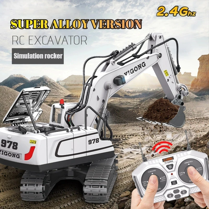 1/20 Scale Alloy Model Excavator Bulldozer Toy RC Metal Die Casting Construction Digger Truck Engineering Vehicles Car