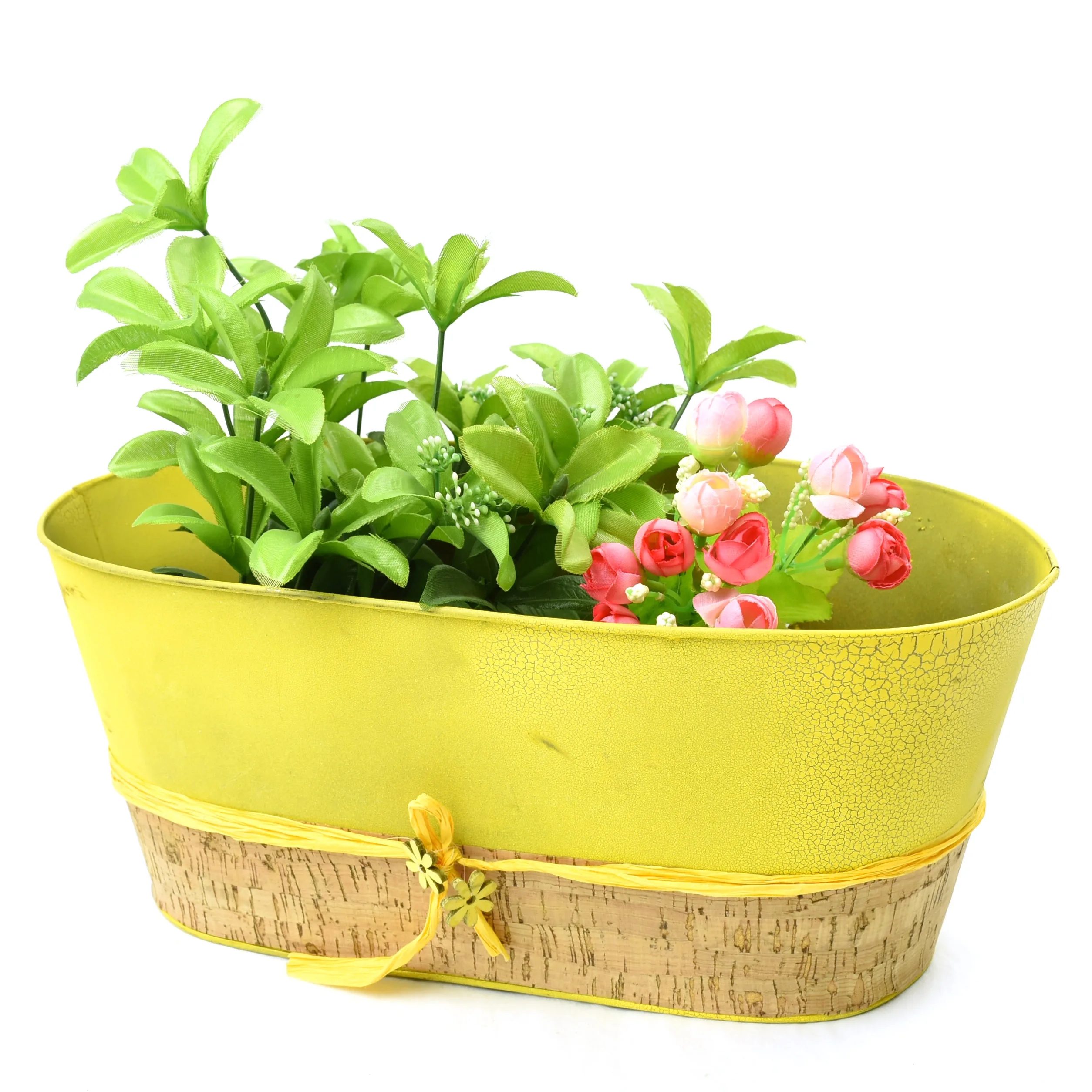 GY BSCI Metal Flower Pot Home Classical Decor Metal Flower Buckets Herb Garden Planter Pot Bucket