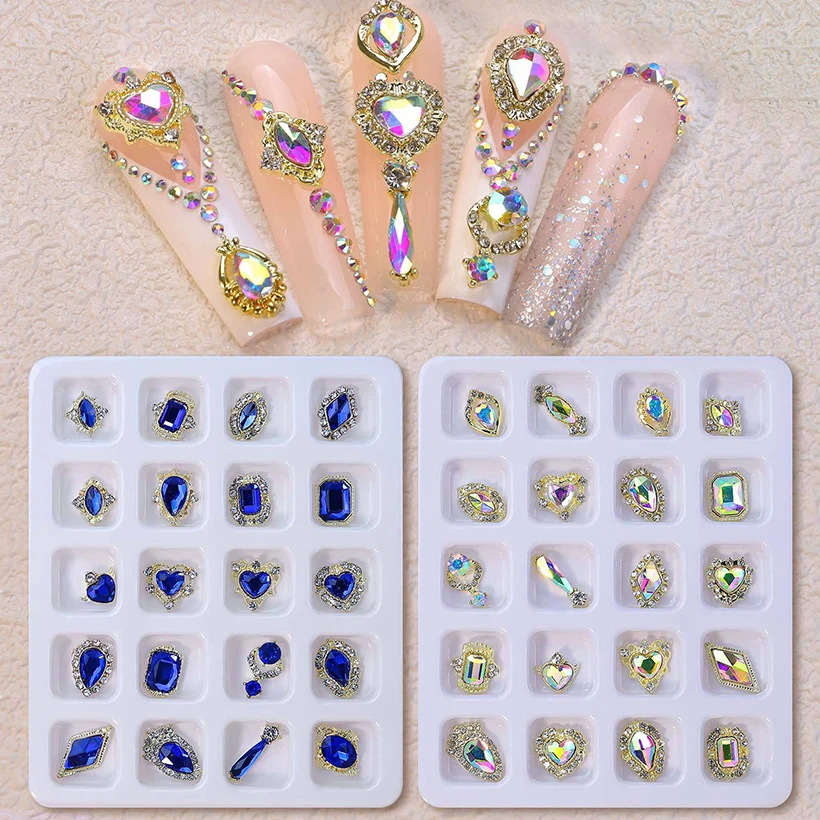 Wholesale Bling Press On Nails Rhinestone Nail Art Decorations DIY 3D Big Nail Charms Rhinestones