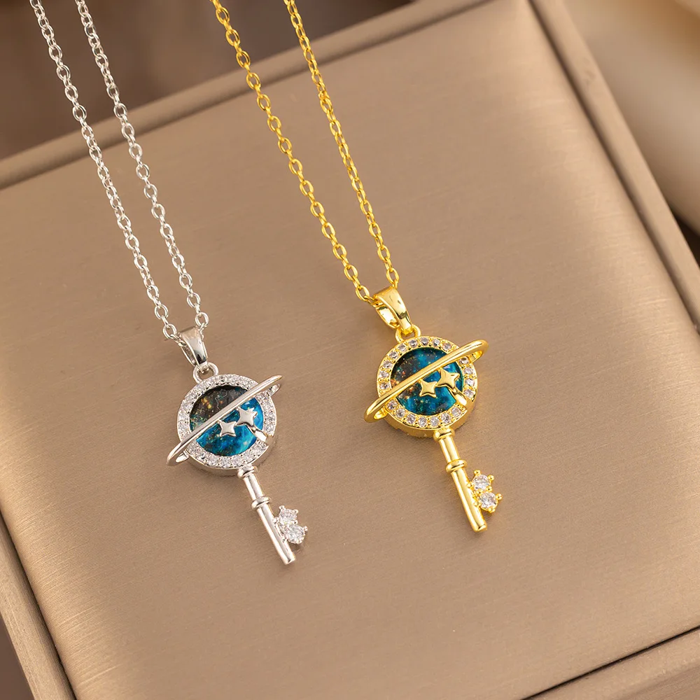 Star titanium steel necklace for women with a small niche light luxury star universe key selling high-grade exquisite necklace