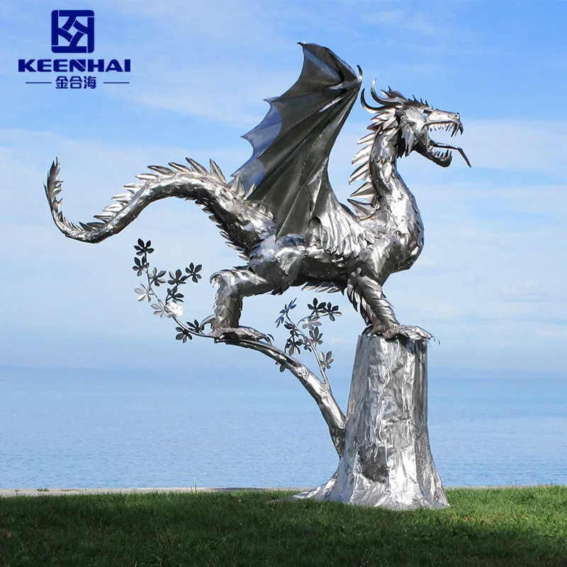 Keenhai Outdoor Garden Modern Stainless Steel Dragon Sculpture