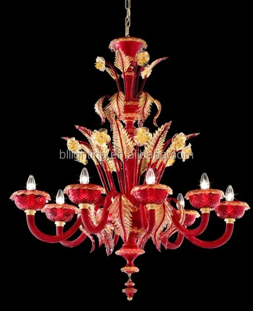 Fancy large size hotel red glass murano chandelier glass lighting factory wholesale glass chandelier murano lamp lights luxury