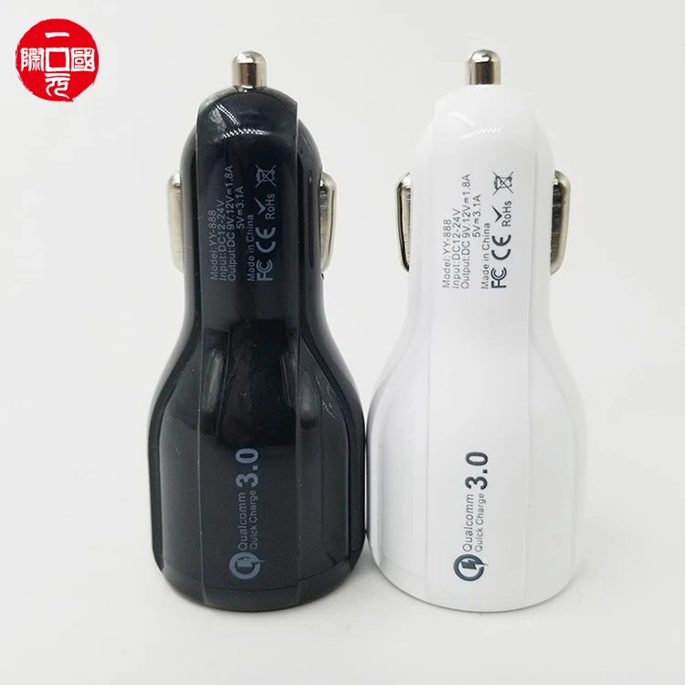 
Wholesale Metal Fast Charger 3.1A USB Adapter Dual 2 Port Universal Mobile Phone USB Qc3.0 Car Charger for iPhone 