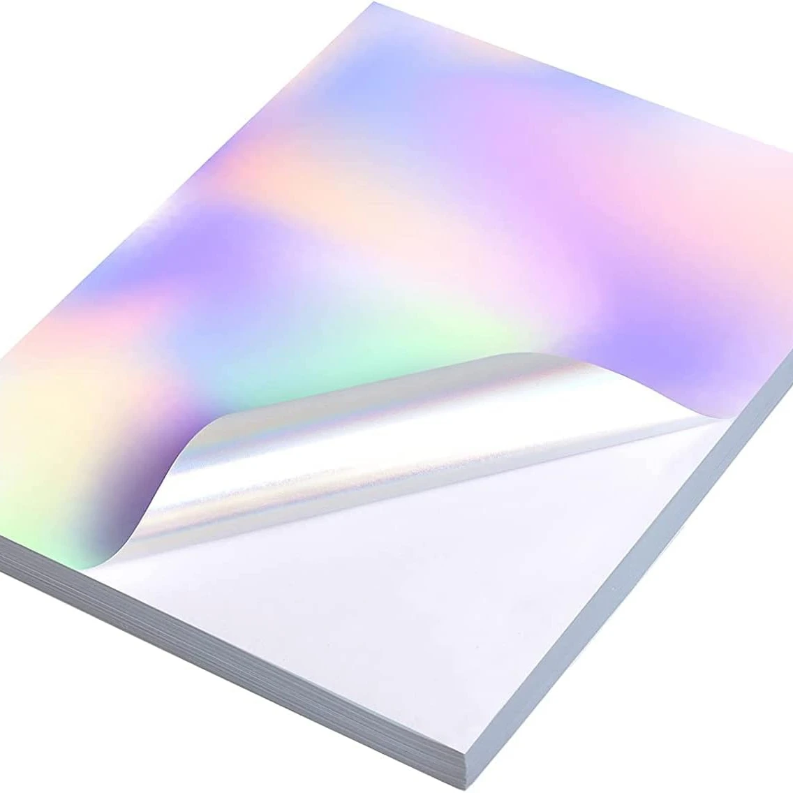 Rainbow Color Holographic Printable Vinyl Laser Sticker Paper for Inkjet Printer in Letter