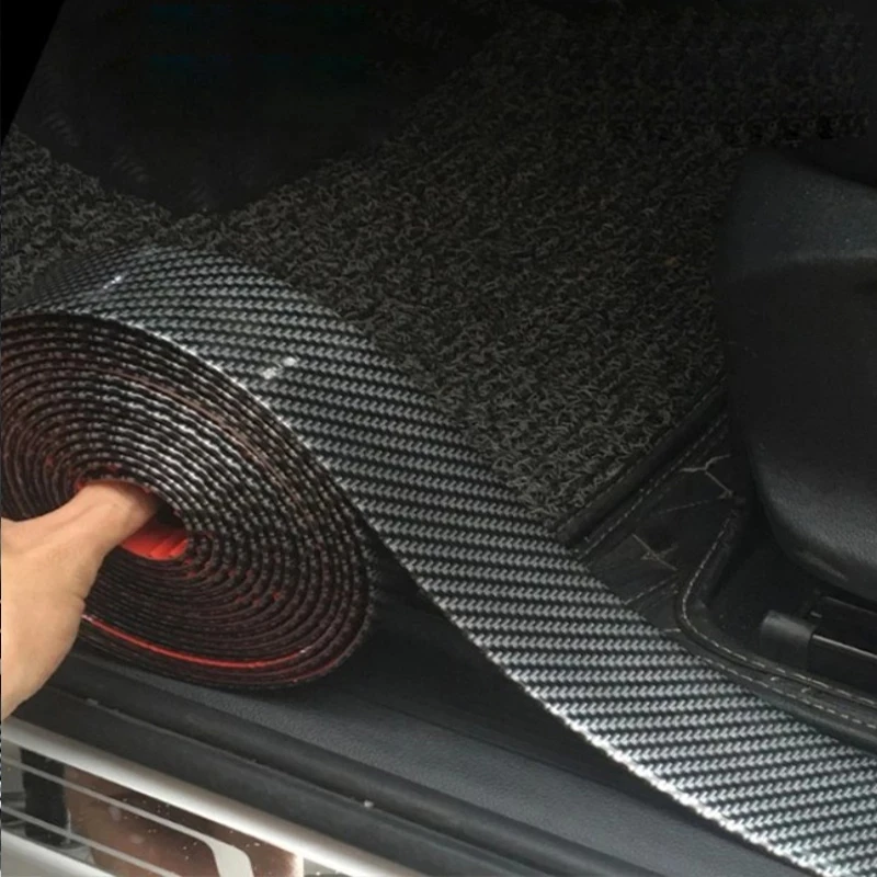 5D Carbon Fiber Rubber Car Stickers Styling Door Sill Protector Goods For KIA Toyota BMW Audi Mazda Ford Hyundai Accessories