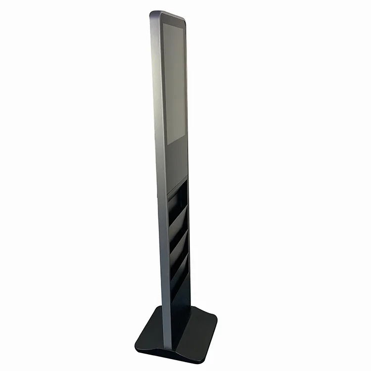 Hot Selling 21.5 Inch Free Standing Super Slim Display Pocket Magazine Brochures Holder Newspaper Advertising Kiosk