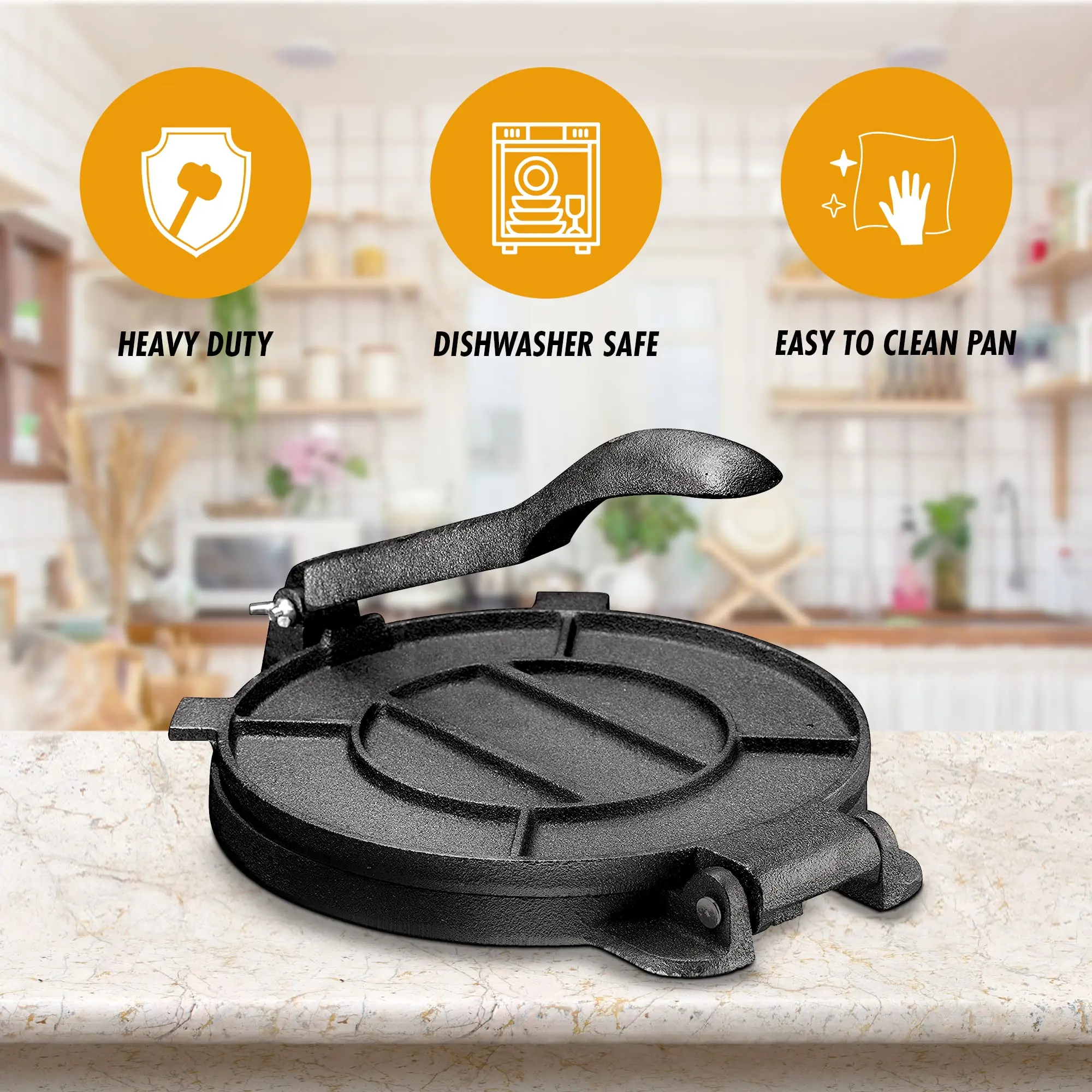 25cm mexican homemade corn pre-seasoned cast iron roti taco tortilla press 10 inch