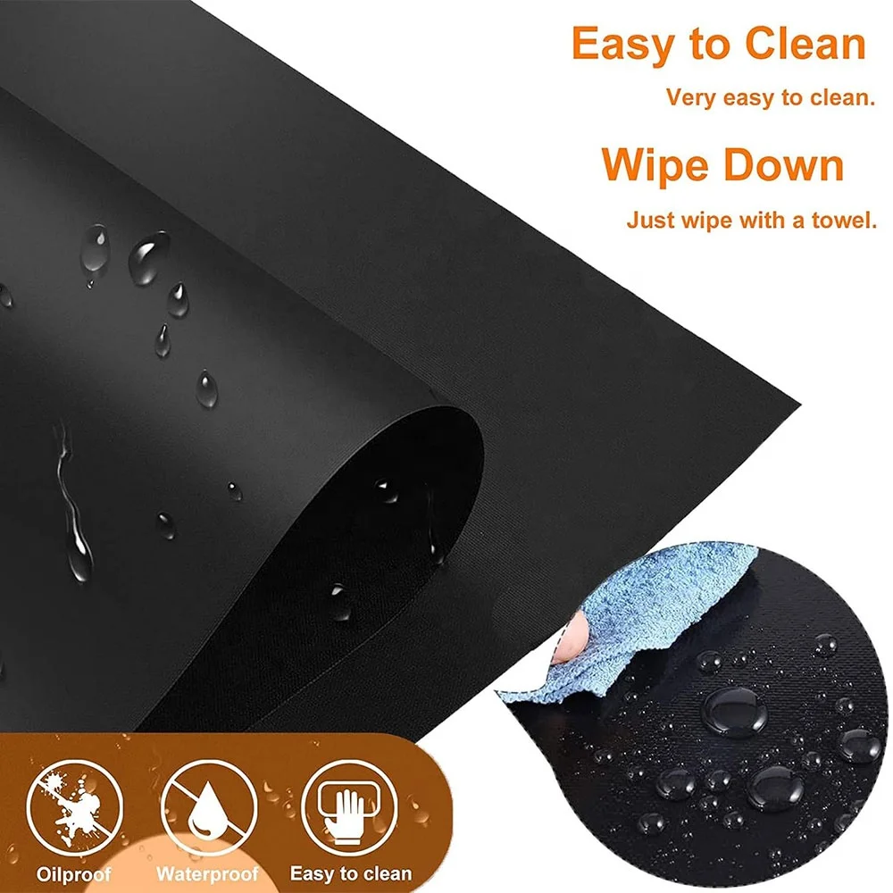 Hot Selling  Heat black color  Gas Stove Burner Covers Protector with Non Stick  52*80cm  stove protector liner