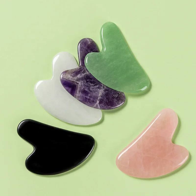 Heart Shaped Gua Sha Guasha Board Pink Rose Quartz Jade Stone Scraping Massage Tool Gua Sha Board