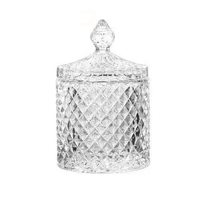 New products popular glass candy jar set cystal
