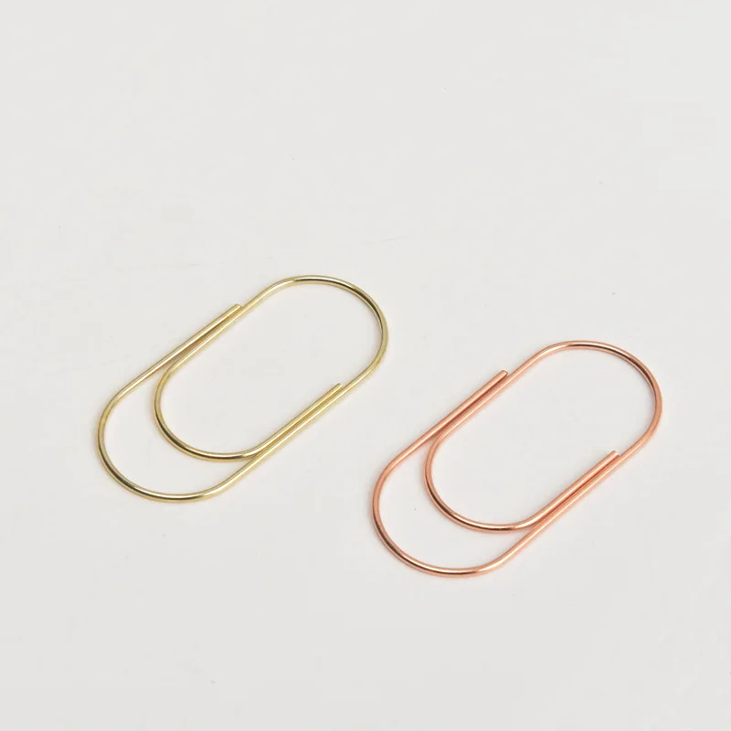 Металлический зажим для бумаги цвета розового золота большой размер 50x23 мм