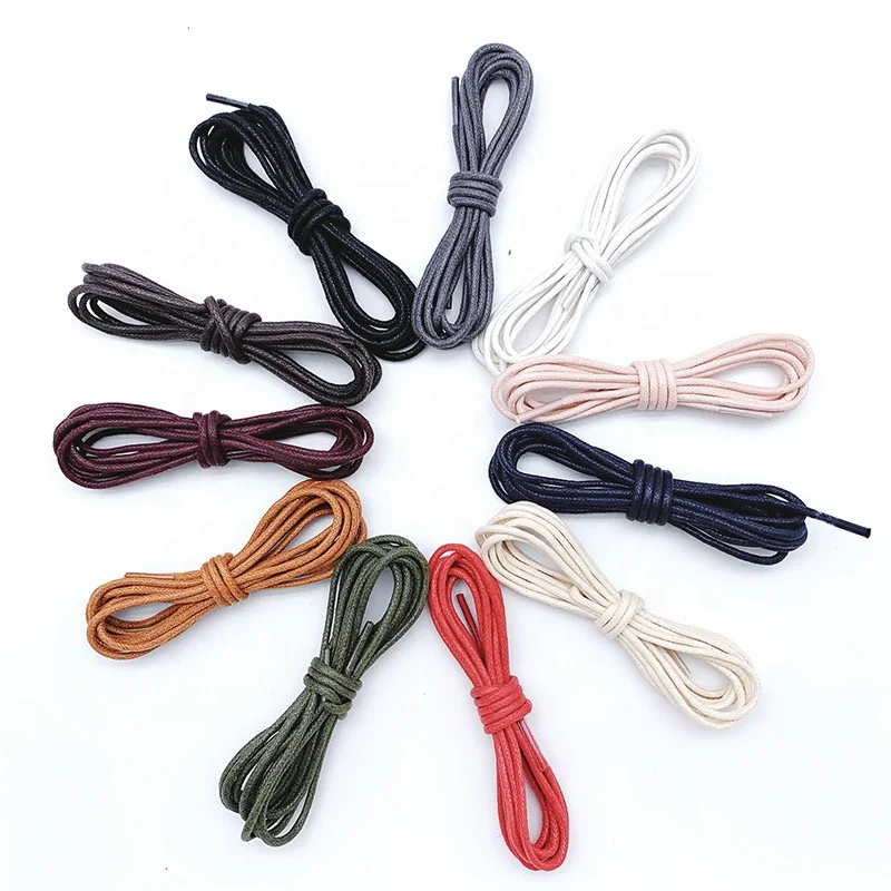 Wholesale Waxed Cotton Hiking Boots Shoelaces 2.5m Round Dress Leather Waterproof Shoe Laces