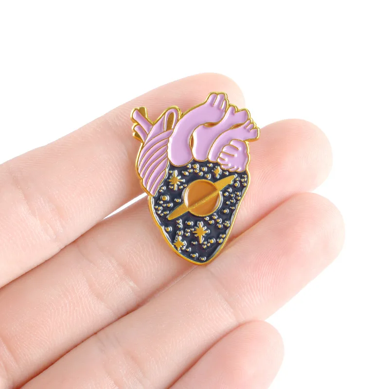 space star heart organ soft enamel lapel pin