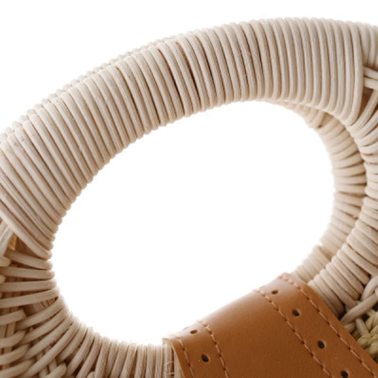 Factory Supplier New Style Beach Straw Crossbody Basket Bag Bohemian Round Knitting Straw Rattan Tote Bag