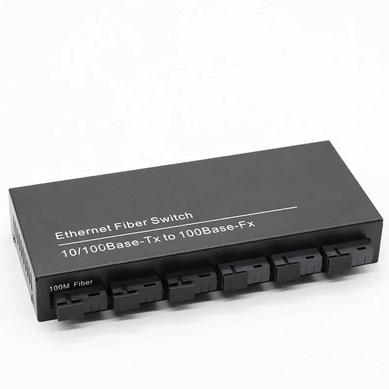 2fiber 4RJ45 1000mbps Fiber Media Converter SC Fiber Optic Switch 100/1000 2fiber Port +4RJ45 Port SM SX 20KM with 5V 2A Power
