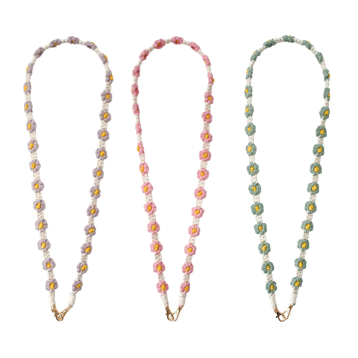 Bohemian hand-made small daisy phone rope messenger new summer flower Daisy Woven Key chain phone chain bag chain