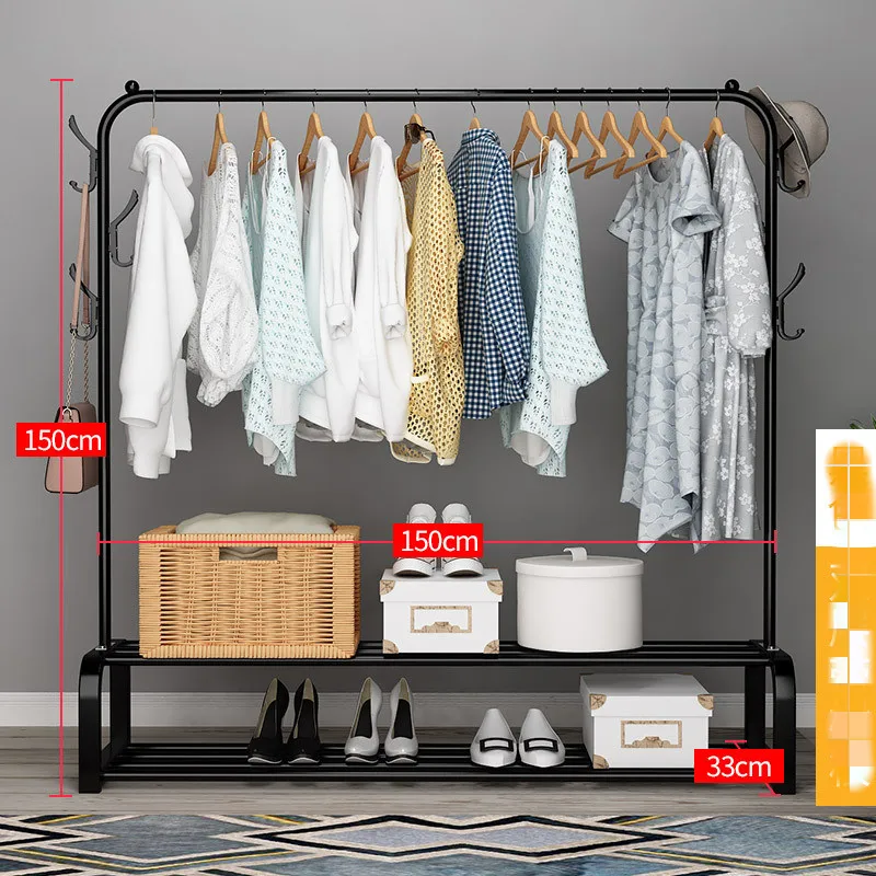 Metal Garment Clothes Rack Display With  Bottom Shelves Coat Hanger Clothes Rack
