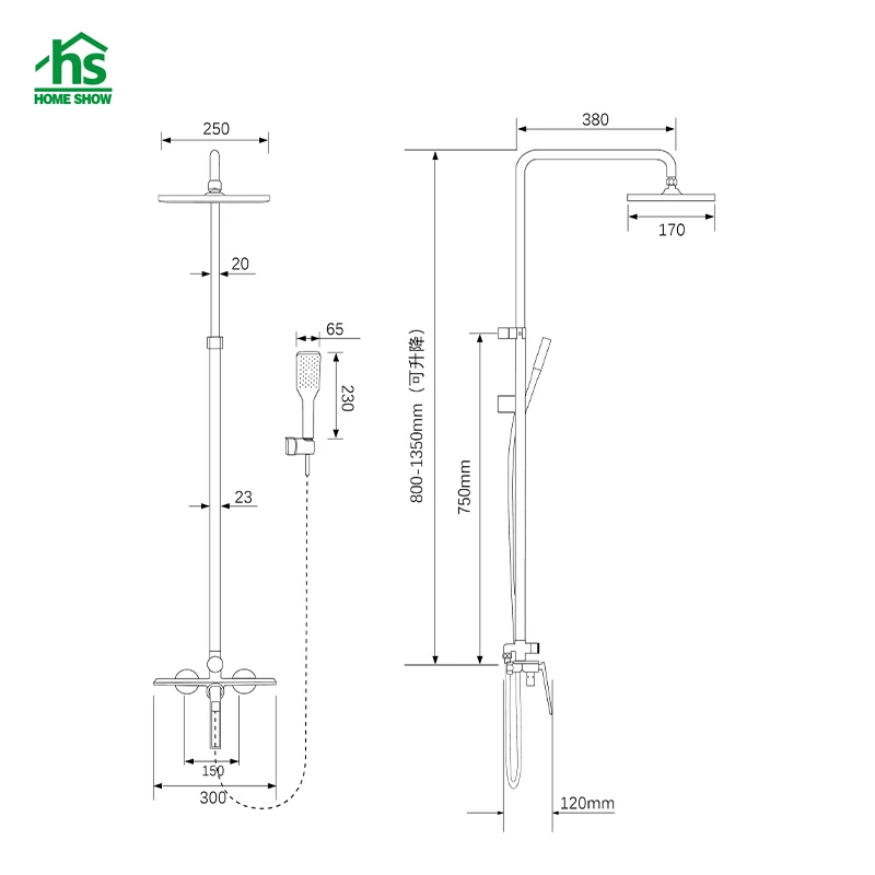 High Quality Manufacturer Customized Brass Bathroom Shower Rain Shower Set