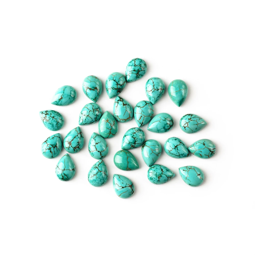Natural Green Turquoise Cut Size Shape Wholesale High Quality Pear Cutting Shaped Cabochon Loose Gemstone Turquoise