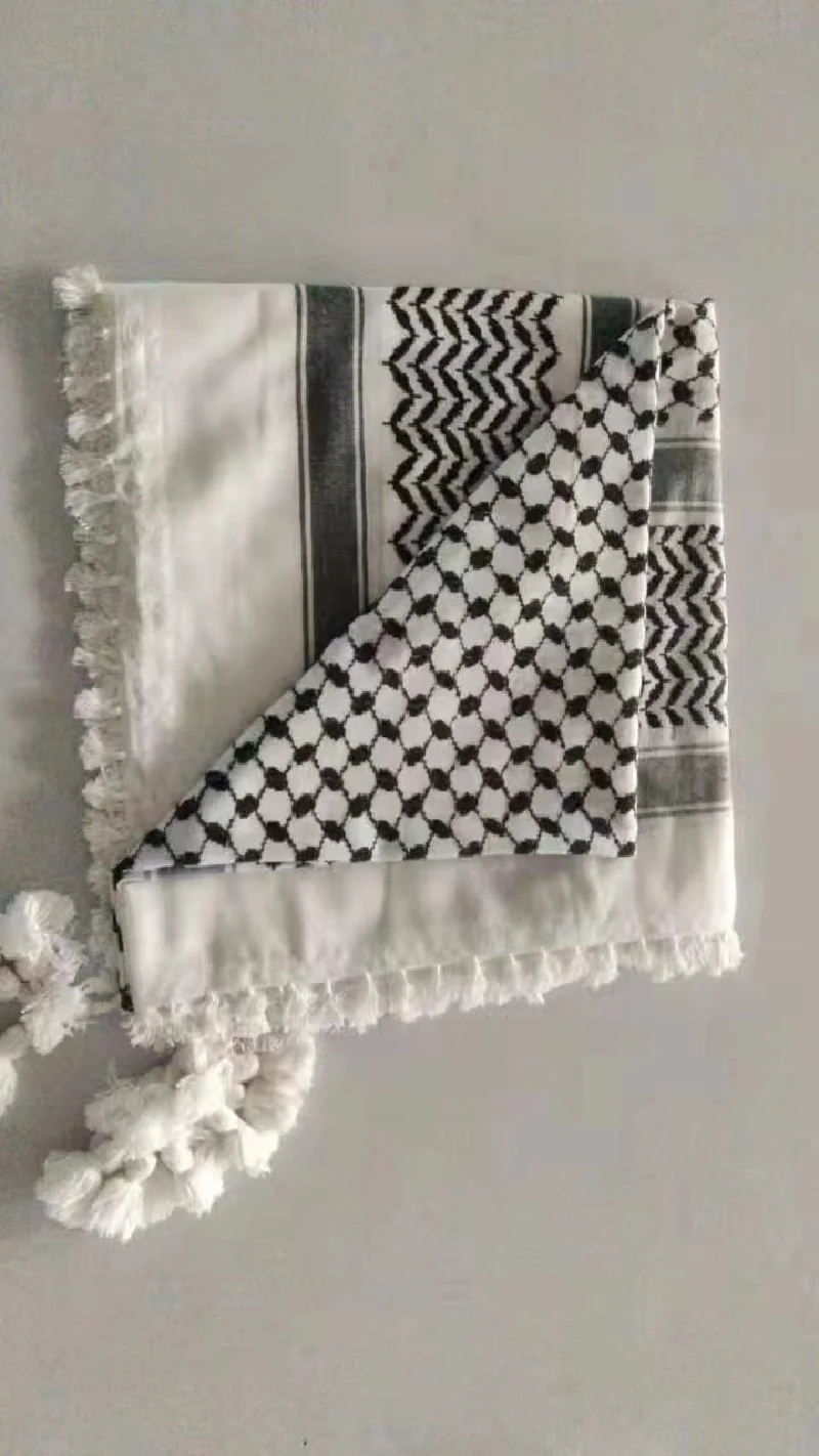 Wholesale 125*125cm Yashmagh Shemagh Arab Men Arafat Head Scarf Keffiyeh Tassel Square Palestine Scarf