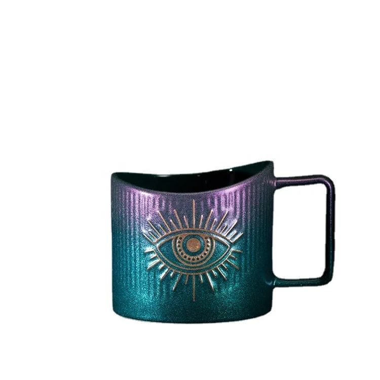 Bone china Elegant  gold evil eye coffee mug