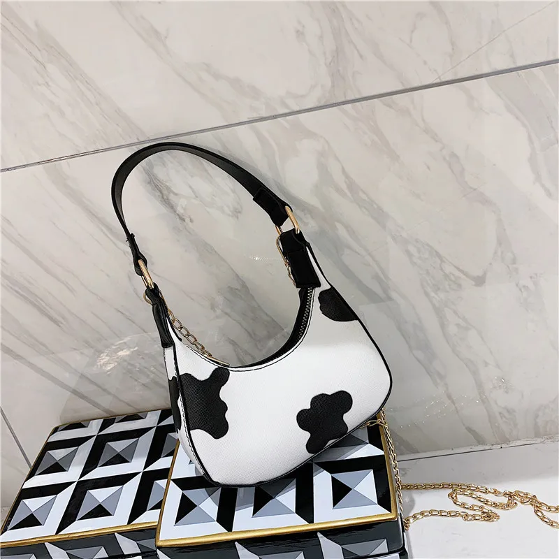 KL110 48 Guangzhou supplier Small bag fashion trending cow pattern underarm bag ladies shoulder handbags leather women handbags