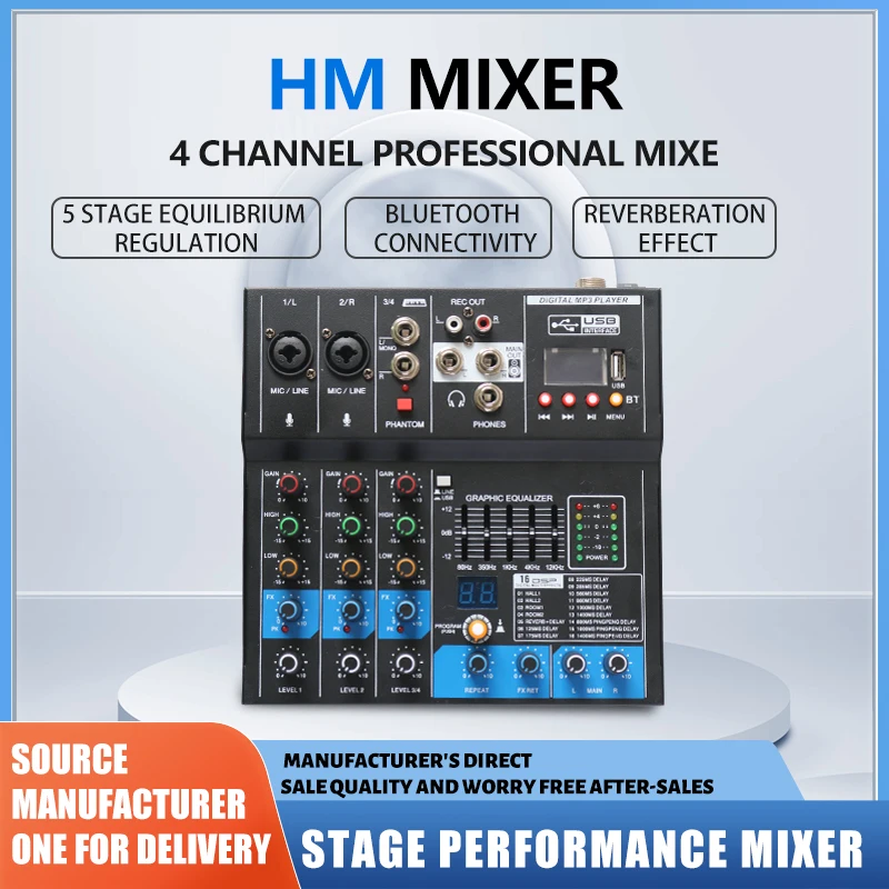 High Quality 4 Channel Professional Powered Digital Mixer Audio