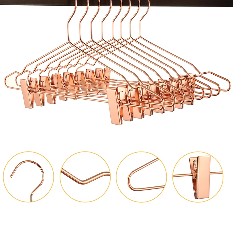 Gold Metal Clothes Hanger with Clothespins Clip for Bra Underwear Lingerie Panties Drying Rack Hanger Hook