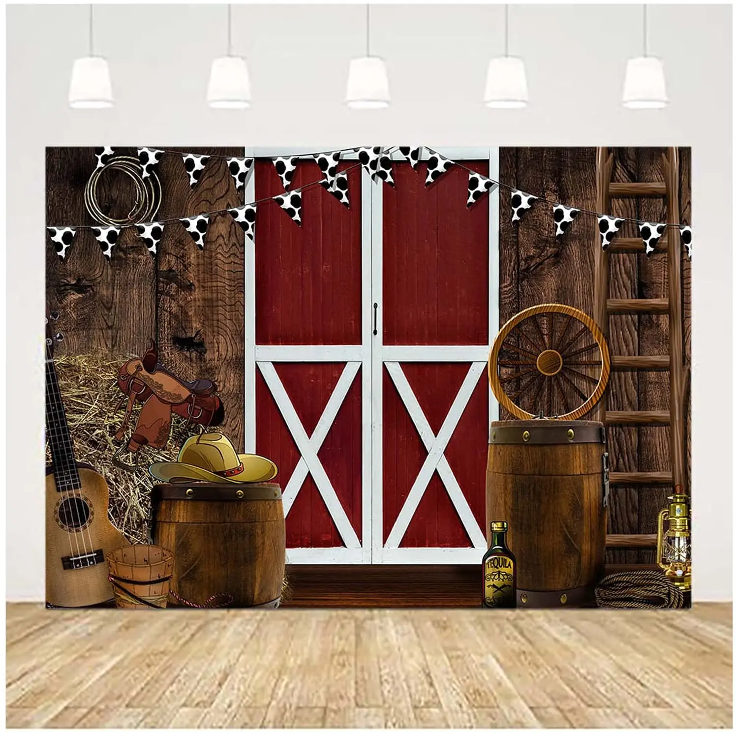 Vinyl 7x5ft Western Backdrop for Photography Photoshoot Supplies Farmhouse Barn Door West Cowboy Scene Photo Background Kids