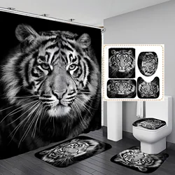 2021 New Hot Products Animated Lion Head Animated Animal Shower Curtain with Bathroom Set