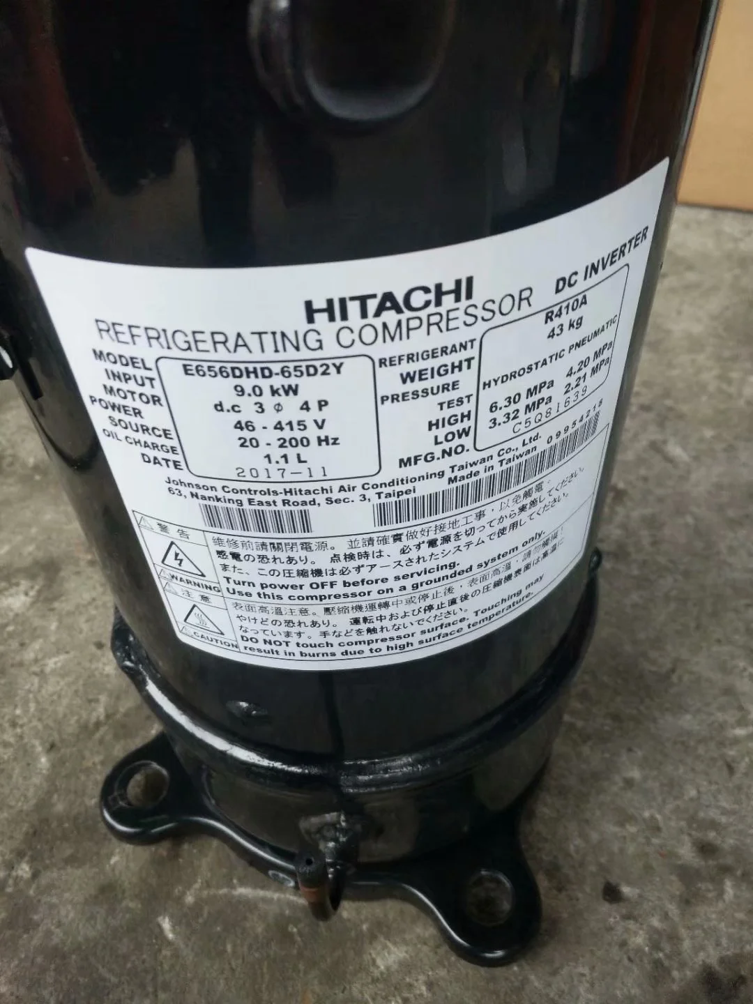 E656DHD-65D2Y compressor hitachi inverter air conditioning inverter compressor phase dc compressor air conditioner