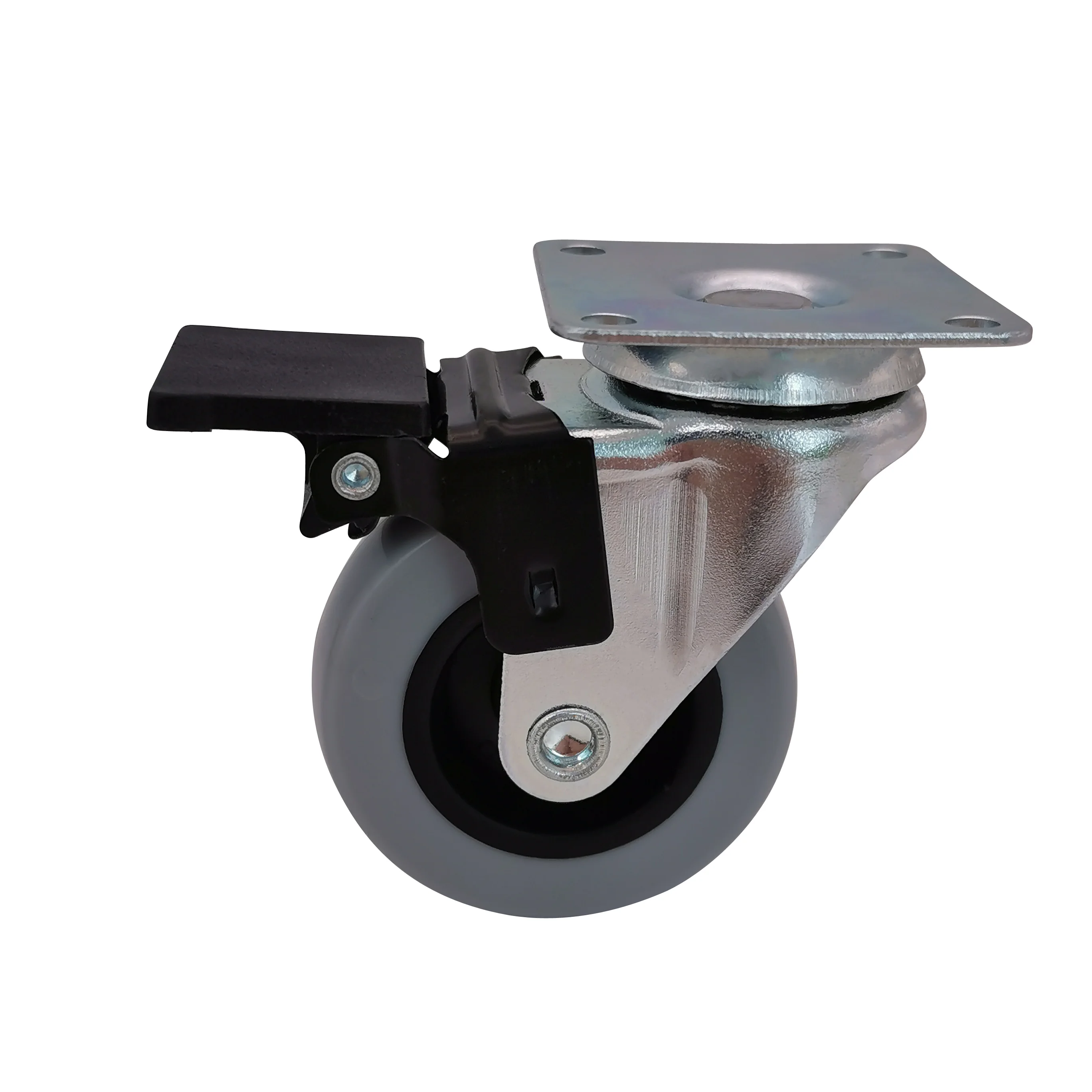 High loading capacity industrial castors 50mm stainless steel plate 2 inch gray swivel wheel casters