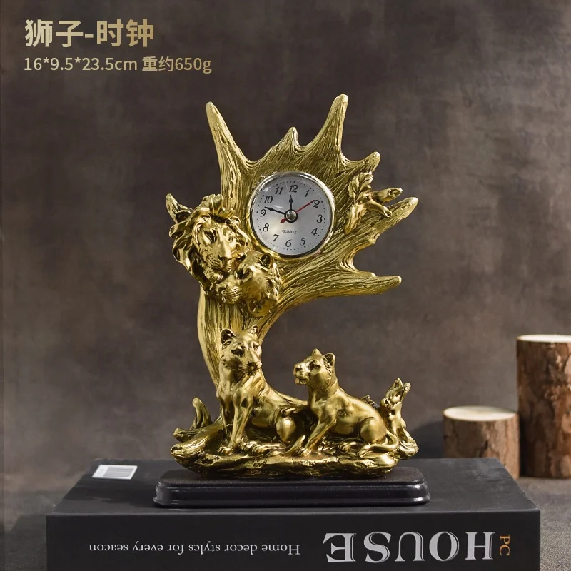 luxury decor home decor pieces decorative deer eagle lion tiger statue set with desk table clock