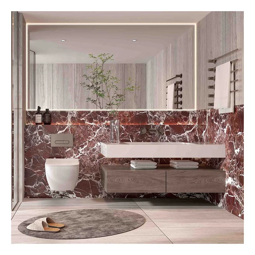 Luxury hotel modern design mirror marble wood bathroom vanity unit with sink 30 inch 48 inch rock slab stone wash basin