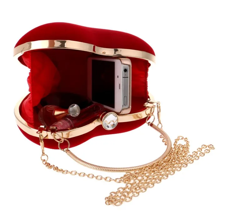  2021Veloutine Girl and women Party Wedding bag Handmade Heart Shaped Evening Bags Chain Purse Clutch evening bags