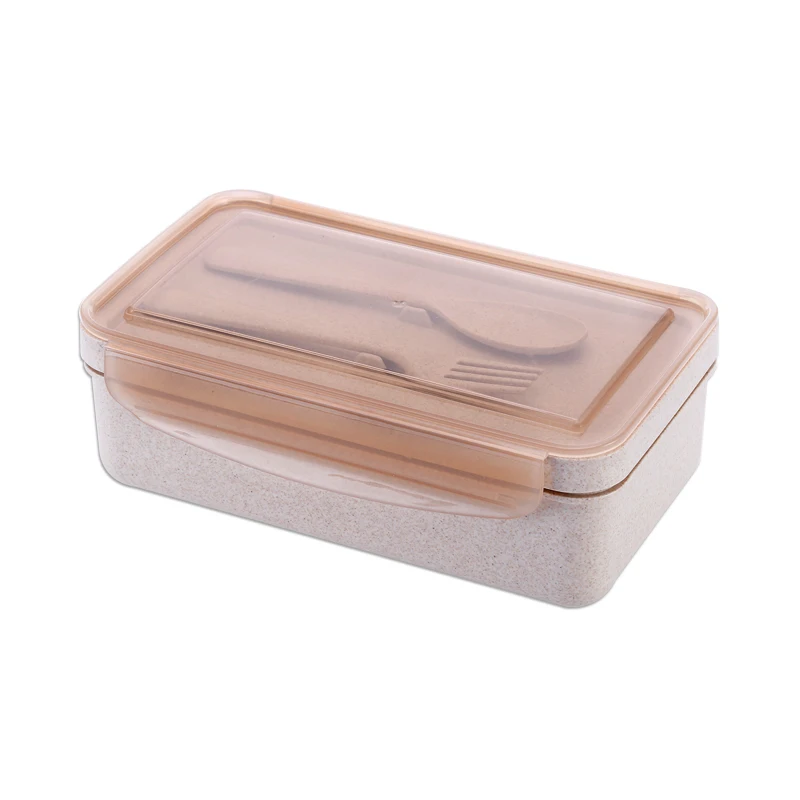 Wheat Straw Plastic Bento Lunch Box Water Bottle Set with Bag Tableware Leakproof Microwave Food Container With Cutlery For Kids
