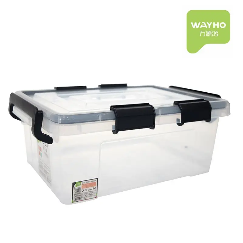 Leak proof transparent box clothing clear pp plastic storage boxes for transport with lock