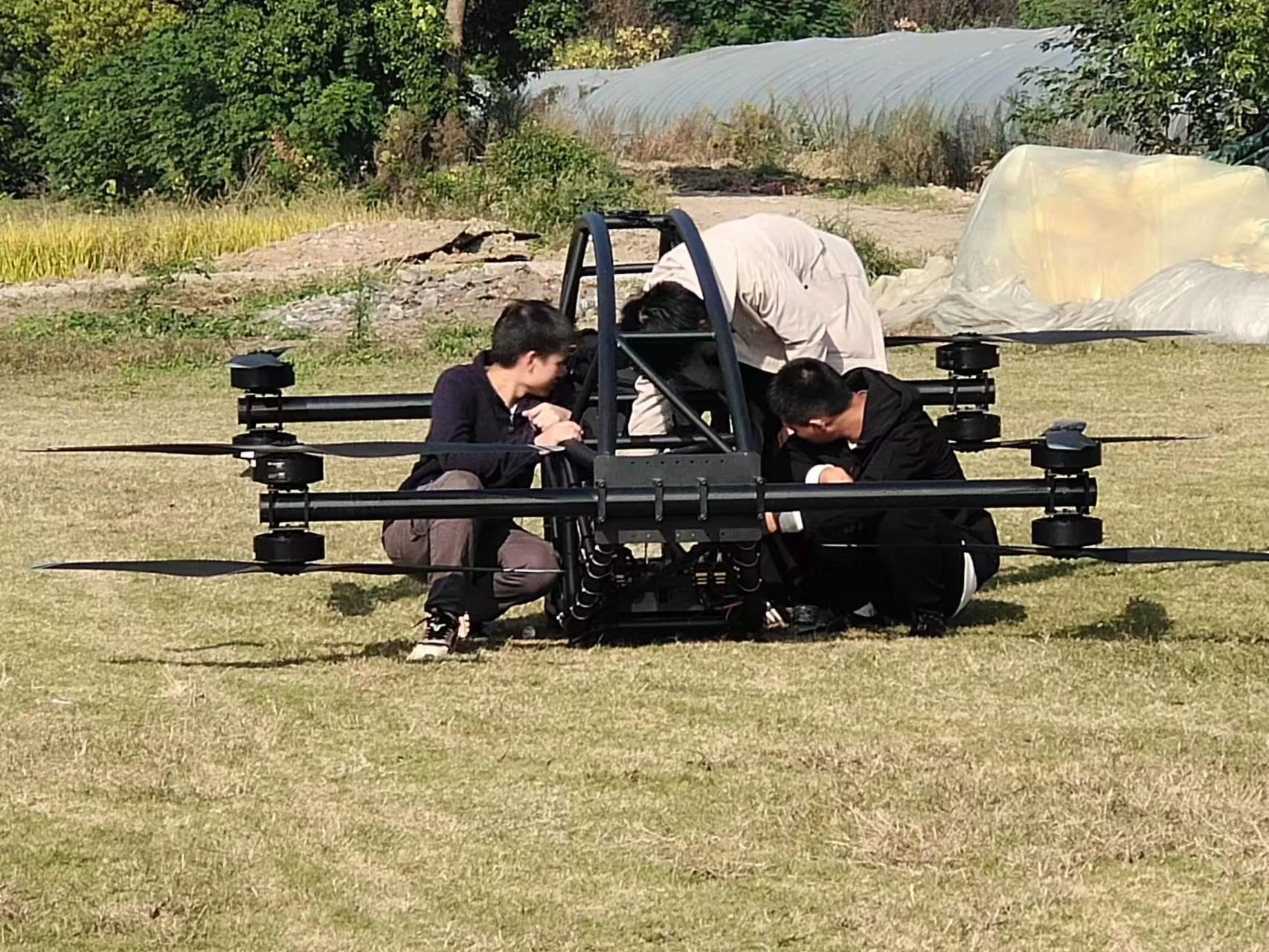 Large 75-100kg payload  heavy lifting drone  Coaxial Arm Set   Race Car-inspired Spaceframe Safety Cell Design