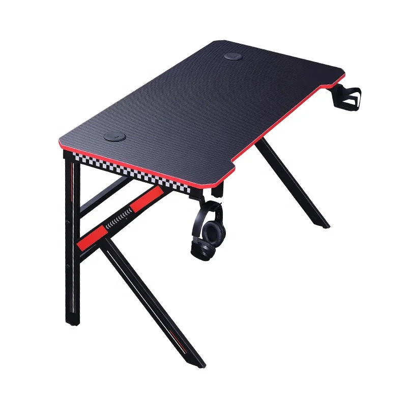 Professional K or Z-Steel Frame Remote Control LED Gaming Desk With Headphone Holder