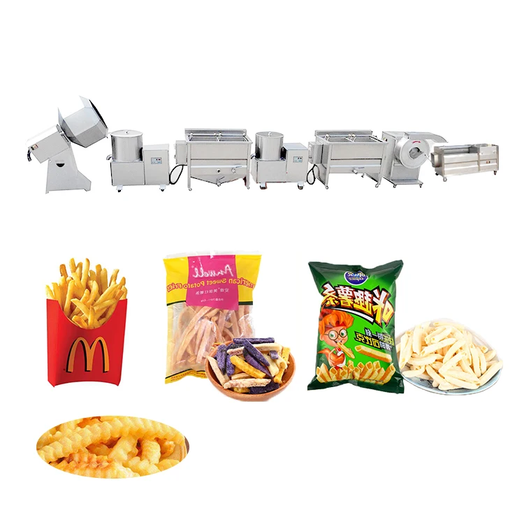 Frying potatoes frozen french fries production