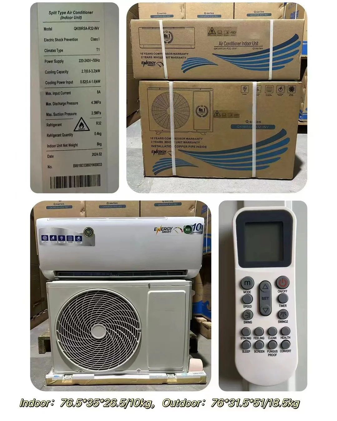 Прямая Продажа с фабрики 220 В 50 Гц 9000Btu 1 0 P R32 экологически чистый Мини Настенный Инвертор Сплит Кондиционер