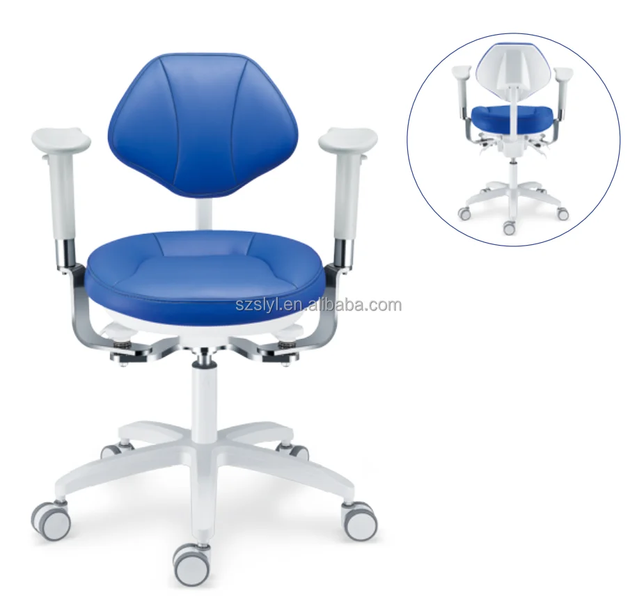 Ergonomic Dentist Chair Adjustable Dental Stool Deluxe Dental Chair With Armrest Dentist Stool with Backrest