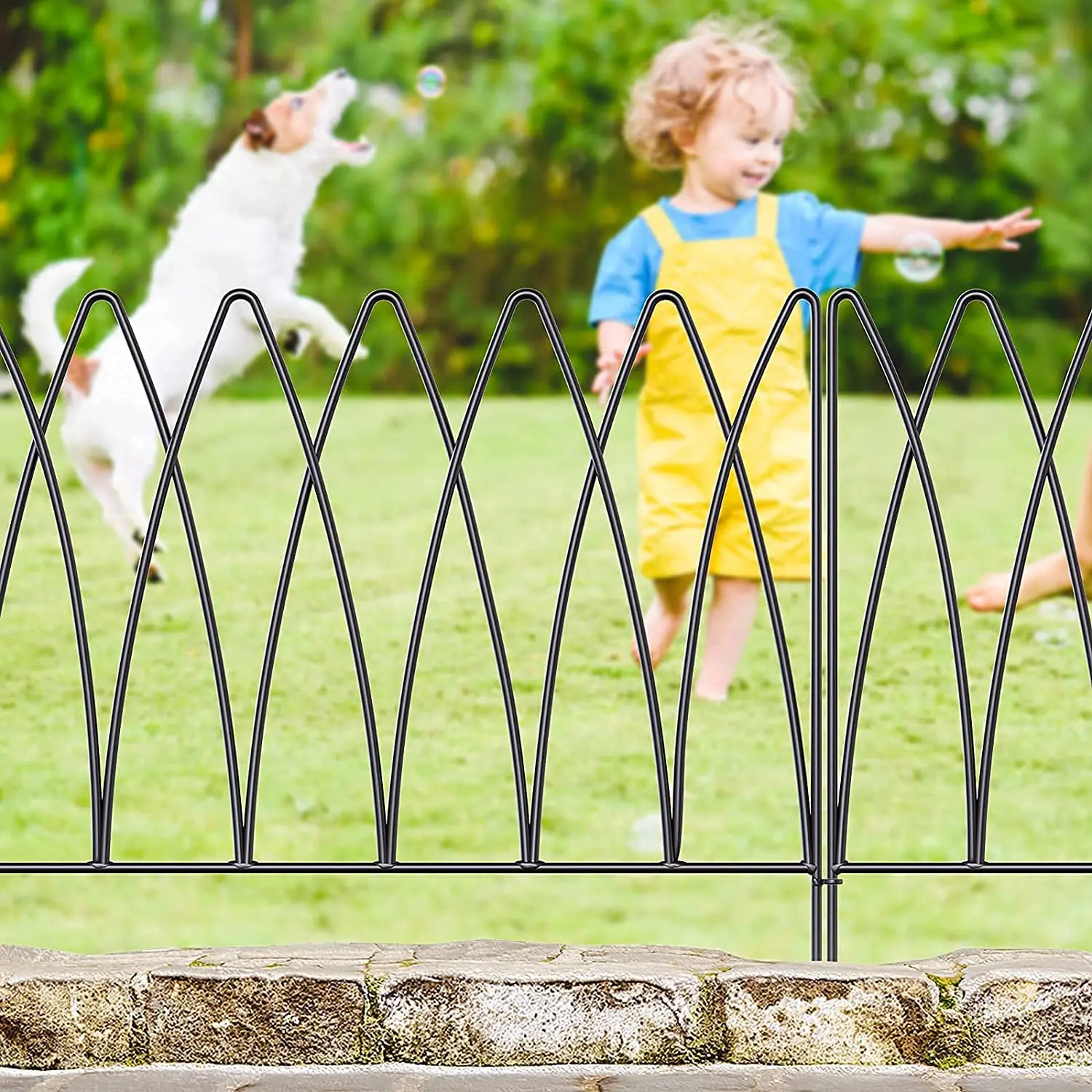 Easily Assembled Garden Decoration Metal Border Folding Fence, Landscape Fencing for Flower Bed, Trees, Animal Barrier
