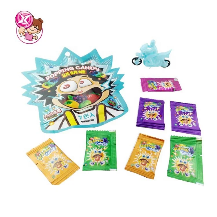 Halal cartoon fun tattoo paper toys and fruit-flavored magic sweet popping hard candy