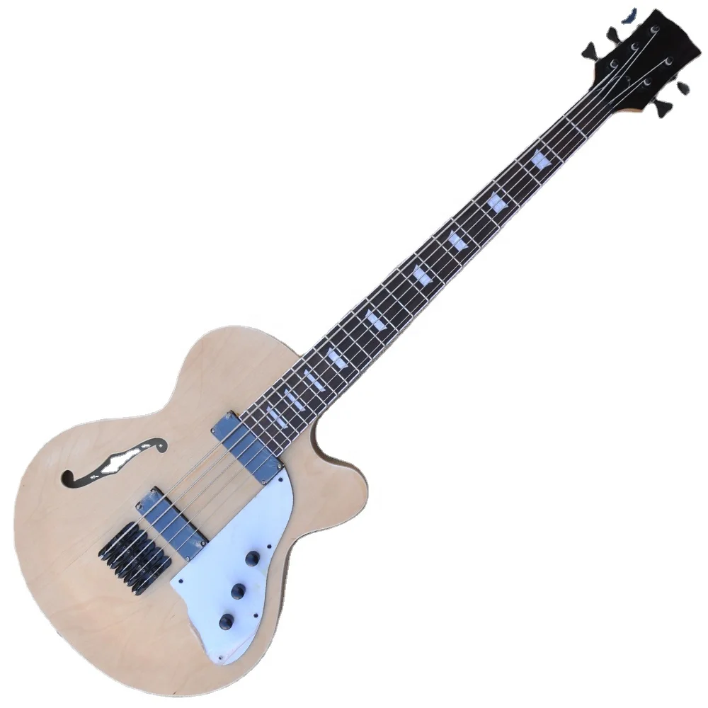 Flyoung 5 Strings Electric Bass Guitar Rosewood Bass Guitar F Hole Body Bass