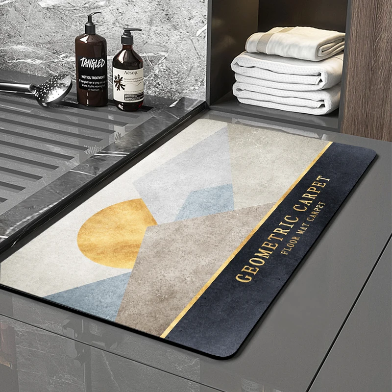 Graceline New Design Bathroom Absorbent Diatomite Bath Mat Fast Drying Diatomaceous Earth Pad Diatom Mud Foot Mats