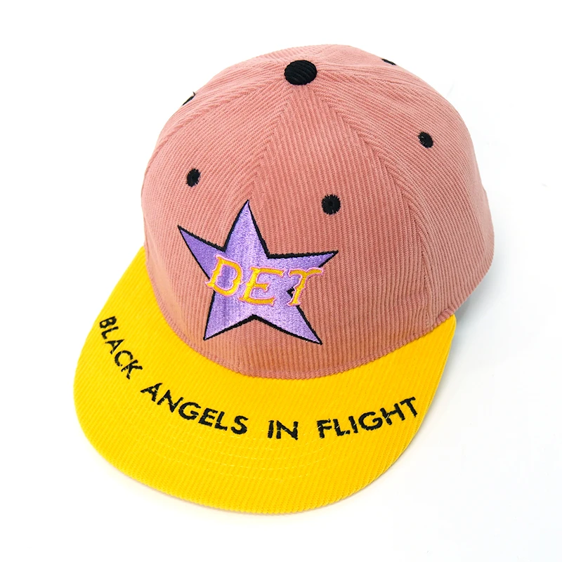 Qianzun Manufacturer streetwear retro embroidery wholesale high quality corduroy fabric a frame oem hip pop snapback cap