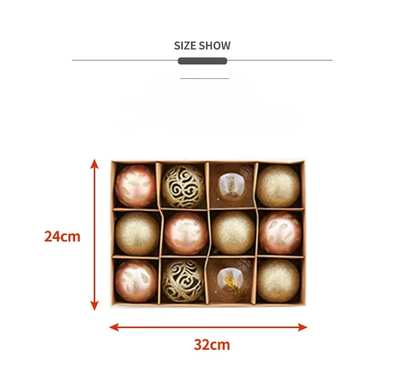 Plastic Crafts 8cm Christmas Ball Set Hollowed-out Painted Special-shaped New Year 2024 Dec