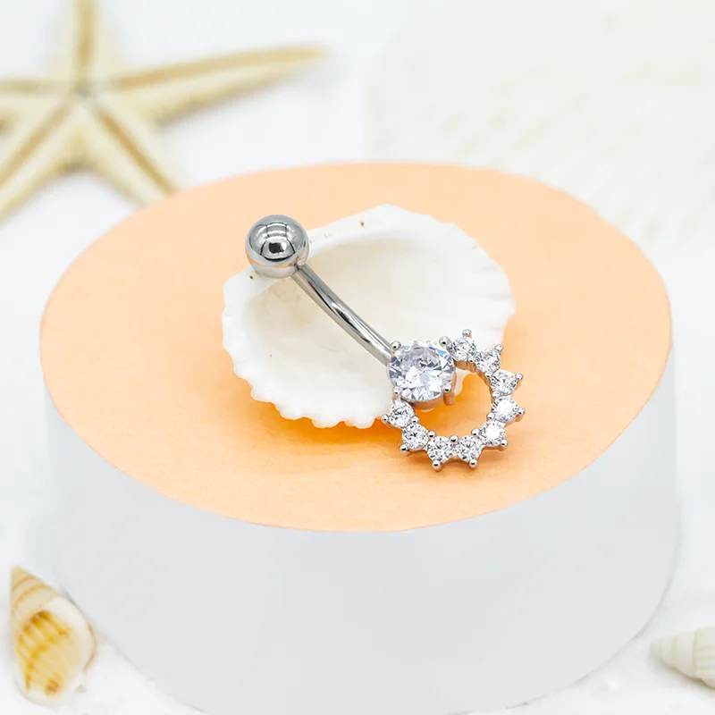 Sexy Women Accessories Stainless Steel Belly Rings Geometric Surgical Steel Curved Barbell Piercing Jewelry